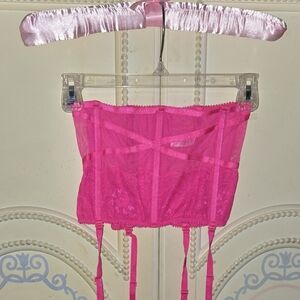 Vibrant Pink Lace Garter Belt